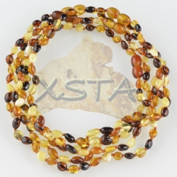 Amber teething necklace olive multicolour polished